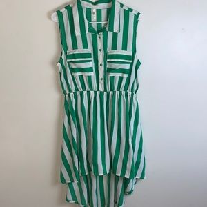 Truth NYC sleeveless high low dress green and white size XL, EUC